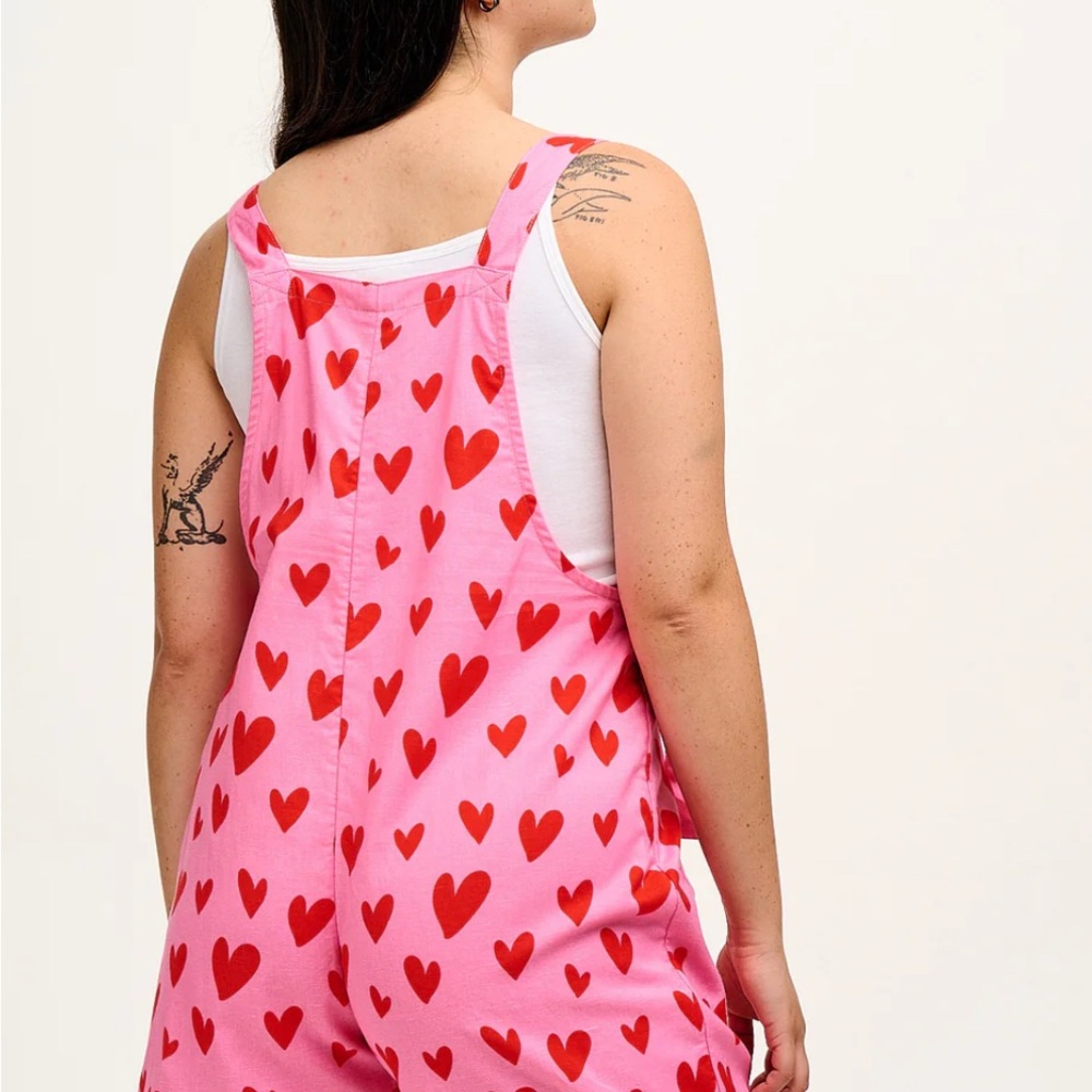 Lucy & Yak Pink Cupid Heart Print Women's Romper - Picture 2 of 6
